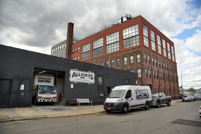 The one-story warehouse of Allsorts Inc. is located on Sutton Street, above the plume. The New York State Department of Environmental Conservation (NYSDEC) has installed one of its soil vapor mitigation systems inside, Sept. 30th, 2021